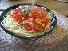 Spaghete(spaghetti) de post cu porumb si ciuperci 1